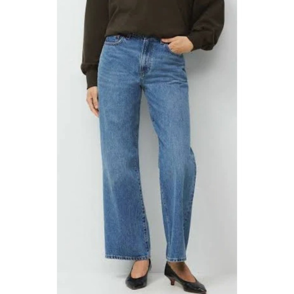 Denim Forum The Farrah Hi-Rise Wide Leg Jeans Womens 29 Blue Aritzia 121131